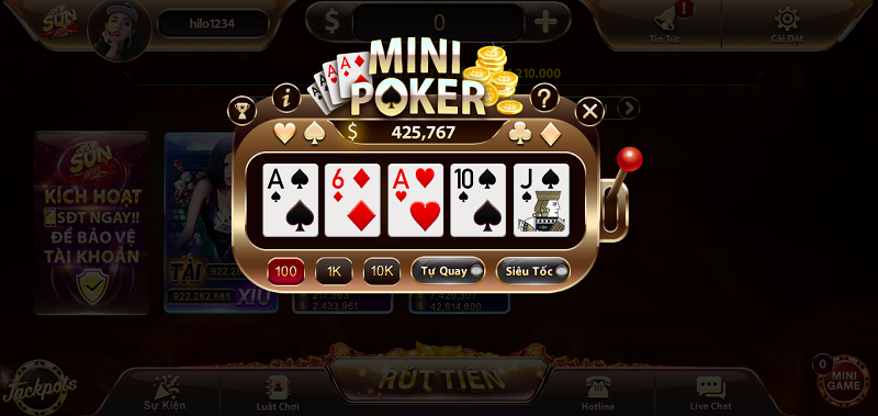 Mục đích game của Mini game Poker Sunwin