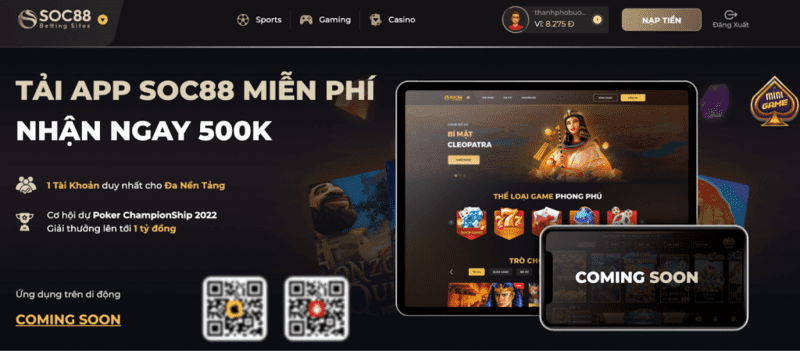 Tải App SOC88 dễ dàng với thao tác quét mã QR cho thiết bị iOS/Android.